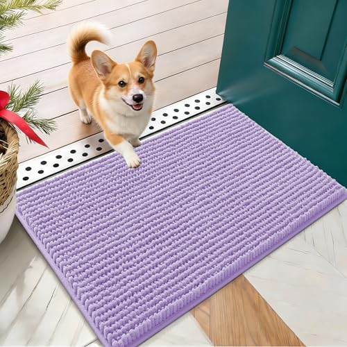 OLANLY Dog Door Mat for Muddy Paws 24x16, Extra Absorbent Chenille Mud Mat