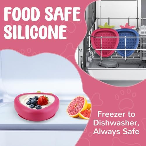 Freeze Dog Lick Bowl, Animire Non-Slip Slow Feeder Lick Mat for Dogs, Silicone Dog Enrichment Bowl for Distraction Anxiety Relief Boredom, BPA Free, Dishwasher Safe(Rose,S)