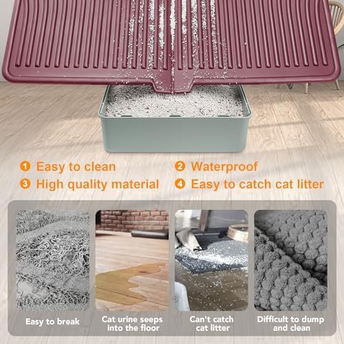 UPSKY Large Cat Litter Mat 31" x 24 Waterproof and Washable, Soft on Paws