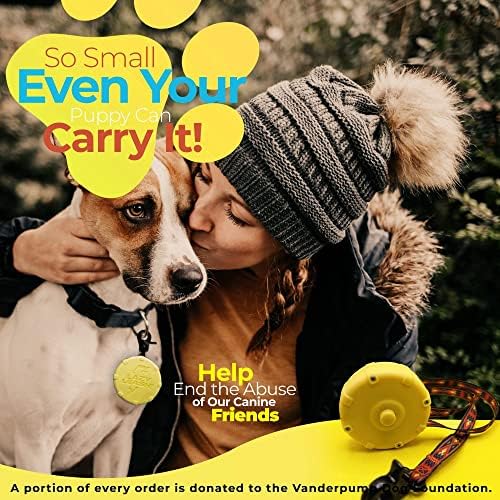 Yellow 40" Wearable Mini Adjustable Dog Leash for Hiking, Training & Adventure - Powerful Lightweight, Retractable Keychain Clip. Durable & Comfort Grip for Off Leash Walking