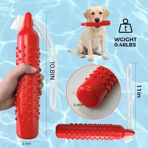 BINGPET 4 Pack Dog Water Toys, 10.8" Dog Pool Toys Floating Bumper Fetch Toy Dummy Interactive Retrieving Training Float Pet Rope Toy for Lake Outdoor Small Medium Large Dogs