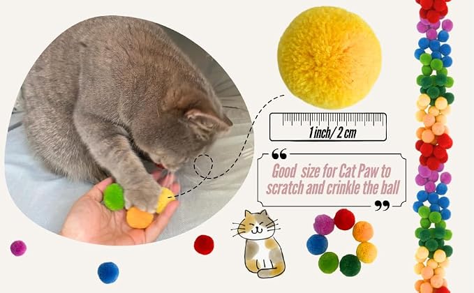 Cat Toys Soft Crinkle Sparkle Balls Pom Pom Cat Balls (Color Yarn)