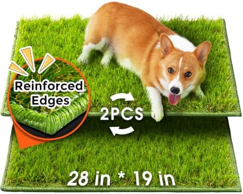 Hompet Artificial Grass for Dogs, 28"x19", Professional Dog Grass Mat, Easy to Clean with Drainage Holes, Potty Training Pad and Replacement Fake Grass Turf, Outdoor Rug Patio Lawn Decoration