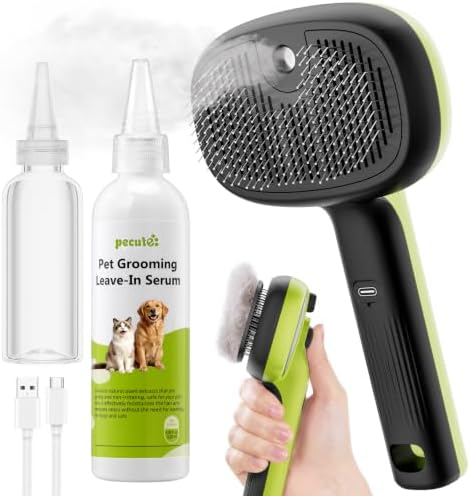 Pecute Self-Cleaning Steam Dog Cat Brush & Leave-in Conditioner, Cool Mist