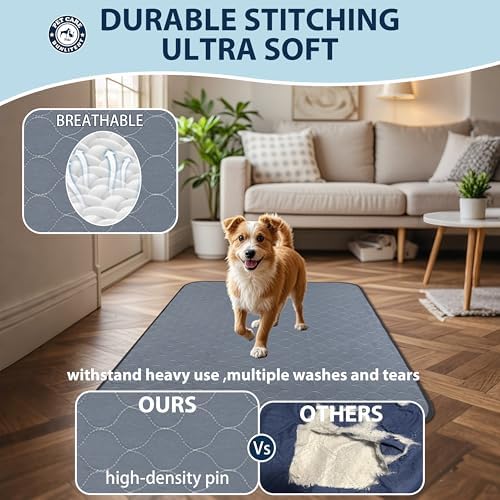 Bunlitent Reusable Puppy Pads 48" x 65", 3 Pack, Grey, Whelping pad