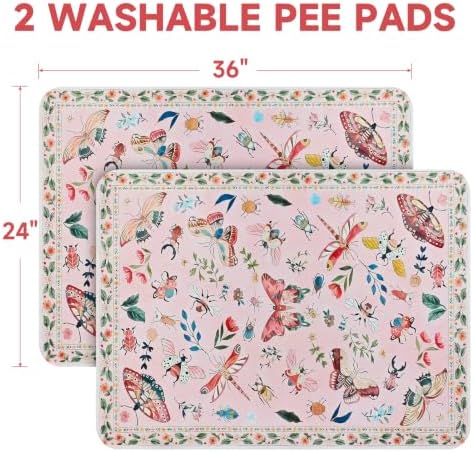 Washable Pee Pads for Dogs 2 Pack,Reusable Puppy Pads, 2026 Upgraded Puppy Pad 24"x36", Waterproof Puppy Pads, Super Absorbent Training Pads for Puppies (Pink Medallion, 24"x36"(Pack of 2))