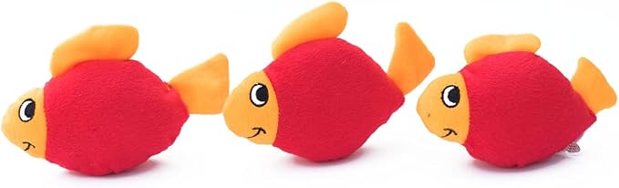 ZippyPaws - Sea Buddies Burrow, Interactive Squeaky Hide and Seek Plush Dog Toy - Fish Miniz, 3 Pack