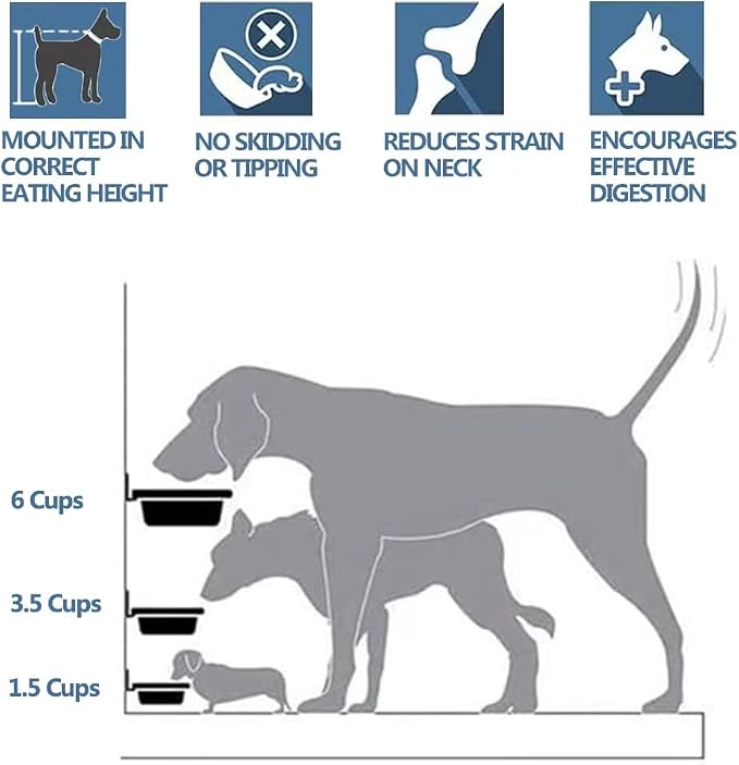 FOYO Elevated Cat Bowls, Raised Cat Food and Water Bowls,Wall Mounted Pet Comfort Feeding Bowls