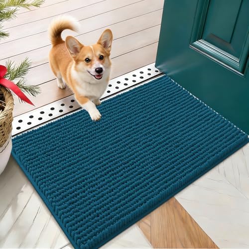 OLANLY Dog Door Mat for Muddy Paws 24x16, Extra Absorbent Chenille Mud Mat
