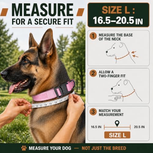 Pink Tactical Dog Collar with Handle, Heavy Duty for Female Dogs