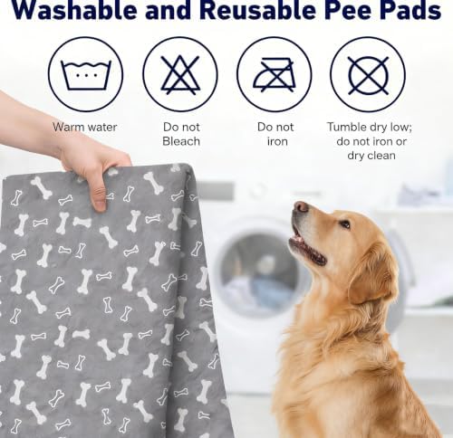 Puppy Pads with Pheromones, Washable Pee Pads for Dogs Potty Training, Reusable Dog Mat with Pet Hair Removal Gloves for Playpen, Crate, Whelping Box (Brown,M)