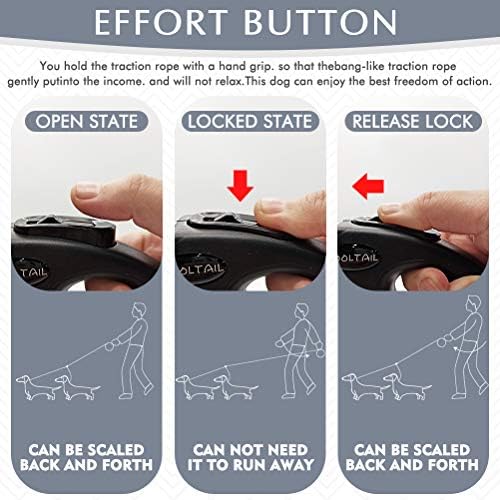 KOOLTAIL Dual Retractable Dog Leash for Two Dogs Up to 110 Lbs, Heavy Duty Double Headed 16 ft Extendable 360° Tangle-Free One Button & Lock Brake Dog Leash for Small Medium Large Dogs Grey