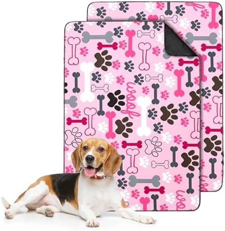 2PC Pink Pet Pee Pads, Washable Absorbent Non-Slip Mat 35x24in