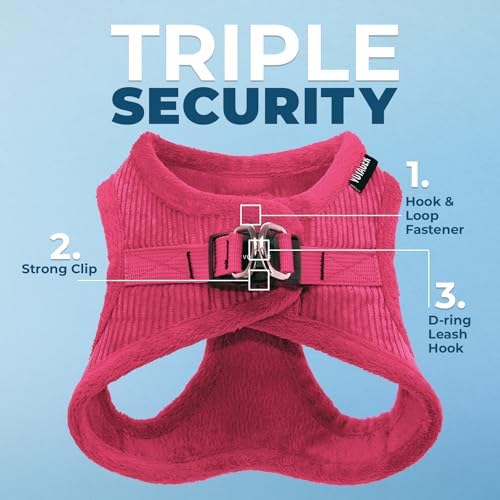 Voyager Step-in Plush Dog Vest Harness -Fuchsia Corduroy, Small