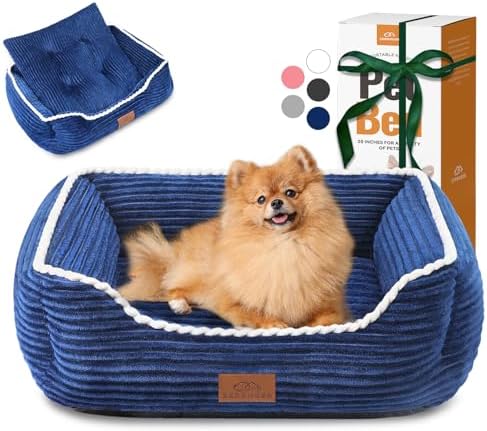 Zerbuger 25in Blue Rectangle Cat Dog Bed Machine Washable Sleeping Sofa