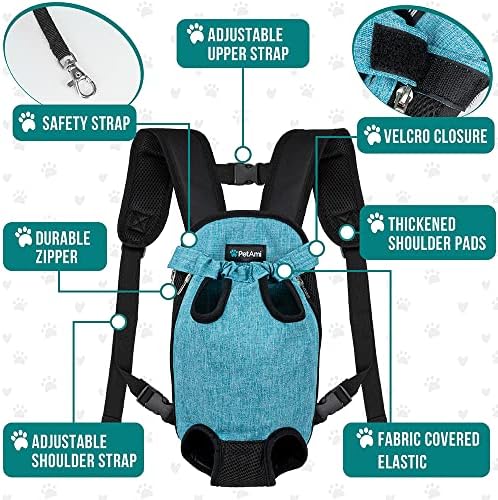 PetAmi Dog Carrier Backpack, Adjustable Pet Cat Front Carrier Backpack, Ventilated Dog Chest Carrier for Hiking Camping Travel, Sling Bag for Small Medium Dog Cat Puppies, Small, 5-9 lbs, Sea Blue