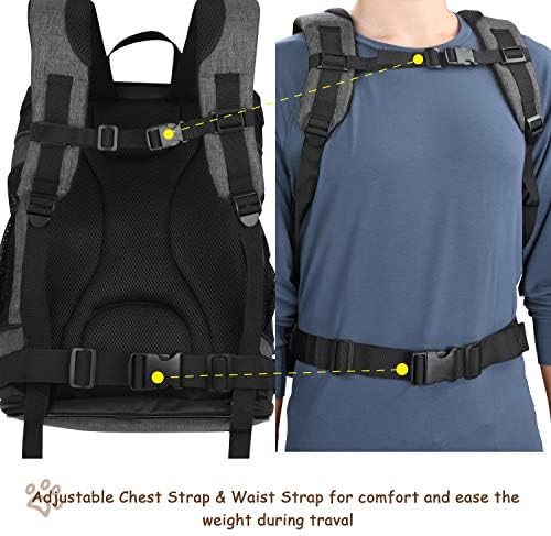 Solaris Adjustable Pet Carrier Backpack for Dogs and Cats, Puppies, Portable Cat Carrier Backpack with Bottle Pocket, Two Mesh Window for Breath