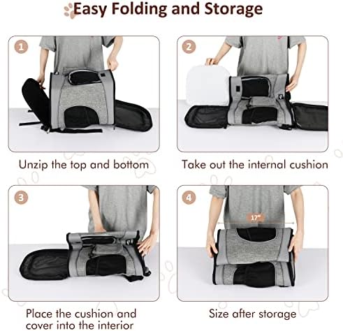 Tirrinia Two-Sided Entry Pet Backpack Travel Carrier for Cats & Small Dogs, Airline-Approved, Padded Back Support, Ideal for Hiking, Walking, Cycling & Outdoor Adventures