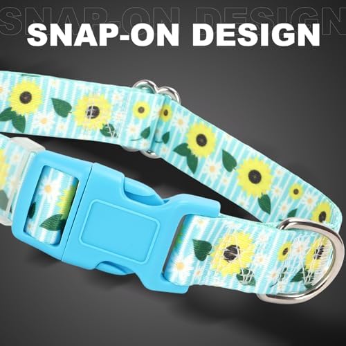 Dog Collars for Large Dogs,Cute Girl Dog Collar with Sunflower Patterns L
