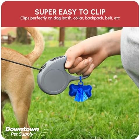 Downtown Pet Supply Dog Waste Bags (1000 CT - Rainbow Bags & 2 Dispensers) Clips to Dog Leashes & Harnesses - Poop Scoop Bags are Leak-Proof & Unscented
