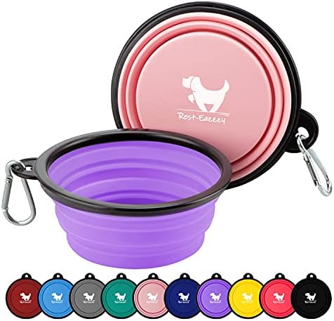 Rest-Eazzzy Collapsible Dog Bowls, 2 Pack Sturdy Portable Dog Water Bowls