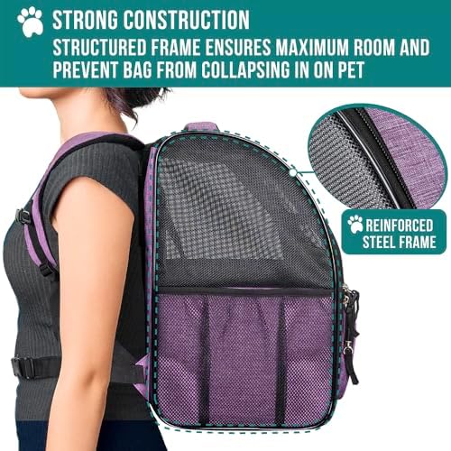 PetAmi Dog Backpack Carrier Airline Approved Cat Pet Puppy Bag, Purple