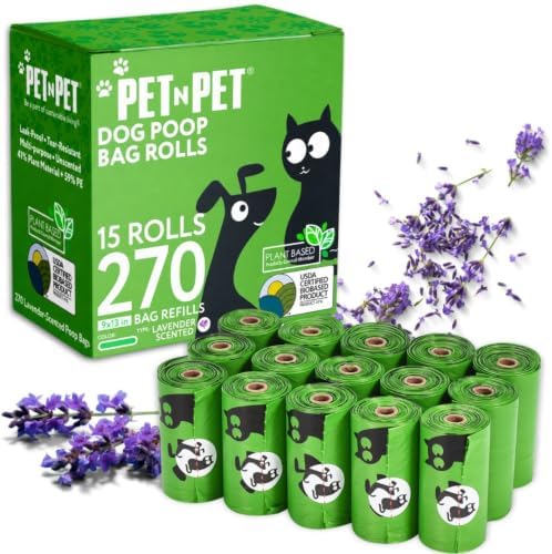 Pet N Pet Dog Poop Bags Rolls, 270 Count, Lavender Scented, Plant Based