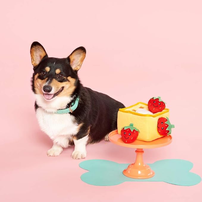 ZippyPaws Zippy Burrows Interactive Dog Toys - 3 Pack Food Miniz Refills for Hide and Seek Dog Toys, Plush Dog Puzzles and Colorful Squeaky Dog Toys, Strawberries