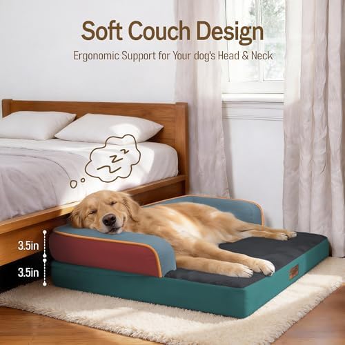 Comfort Expression Washable Dog Bed with Bolster for Medium to Large Dogs