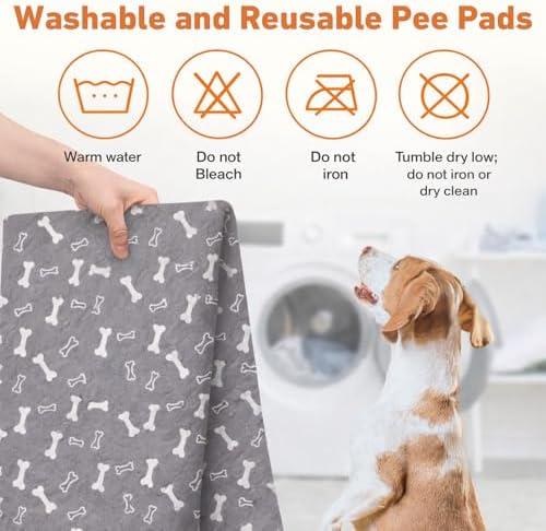 Puppy Pee Pads with Pheromones,Forever Pad,Washable Pee Pads for Dogs,Reusable Dog Pee Pads,Waterproof and Leak-Proof,Non-Slip Base Training Pad Suitable for Home(Gray,L:35.4*31.5in)