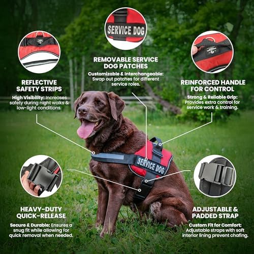 Industrial Puppy Emotional Support Vest Harness, XS 16.5-21.5 in, Red