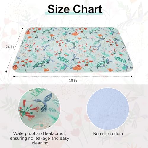 BEAUTYZOO 2 Pack Washable Pee Pads for Dogs,Reusable Puppy Pad 24x36 Floral