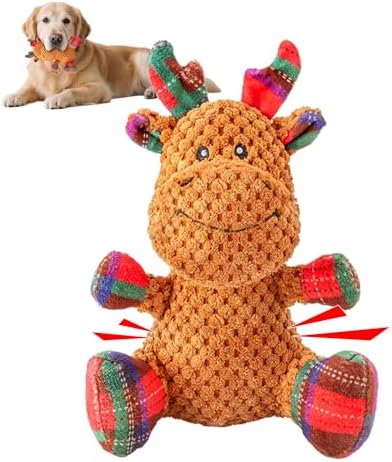 Squeaky Dog Toys, Stuffed Large Dog Toys to Keep Them Busy, Interactive Plush Chew Toys with Crinkle Paper, Tough Pet Animal Toys for Small Medium Large (Red B)