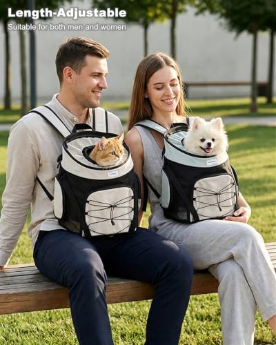 Pet Dog Carrier Backpack Small Dog Medium Cats Front Backpack with Storage Pockets,Adjustable Straps,Ventilated for Hiking Camping Travel,Max 14 lbs (Beige)