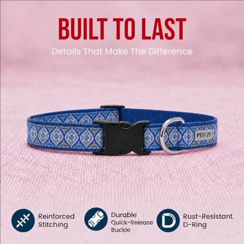 THE WORTHY DOG Summer Print, Adjustable Dog Collar, Small Dogs, Medallion