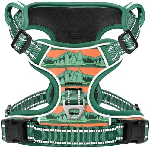 HEELE Dog Harness, No Pull Adjustable Padded Reflective Harness for Small Medium Large Dogs with Handle for Walking Training, Wilderness, S