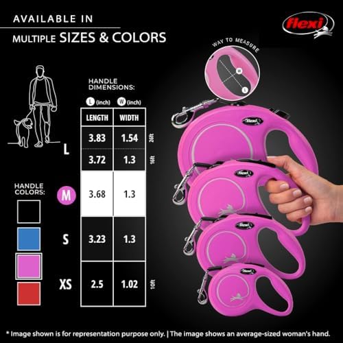 FLEXI® Classic Cord Retractable Dog Leash, Medium, 16 ft - Pink
