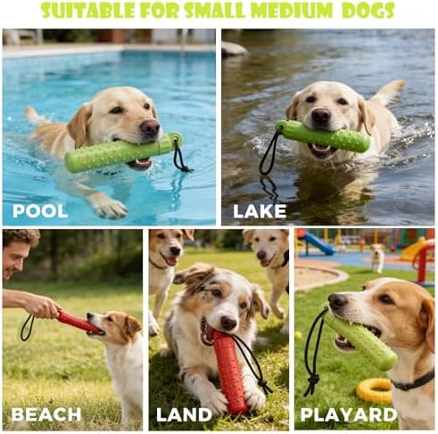 BINGPET Dog Float Bumper Toy 2 Pack,10.8" Lightweight Bumper for Water Fetch Outdoor,Floating Dog Water Toys for Medium Large Dogs,Fetch Rope Pet Toy Dock Diving Retrieving Dummy for Pool/Beach/Lake