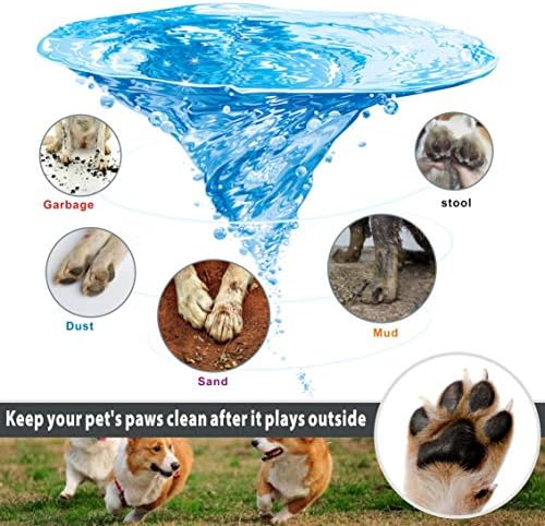 Idepet Dog Paw Cleaner Cup with Towel Pet Foot Washer Protable Dog Cleaning Brush for Puppy Cats Massage Grooming Dirty Claws(Blue)