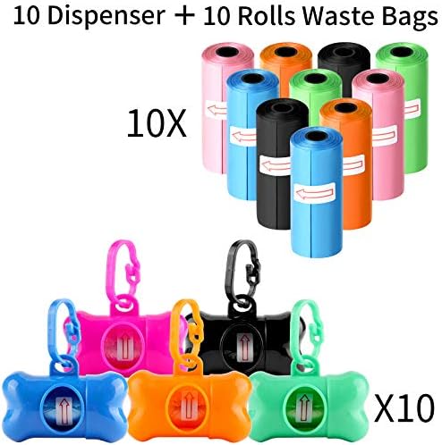 Arroyner 10 Pack Bone Shaped Poop Bag Dispenser Pet Waste Disposal Bag Dispenser (Random Color)