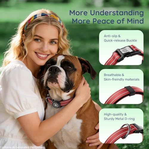 Airtag Dog Collar for Small Dogs, Reflective Dog Collar with Airtag Holder