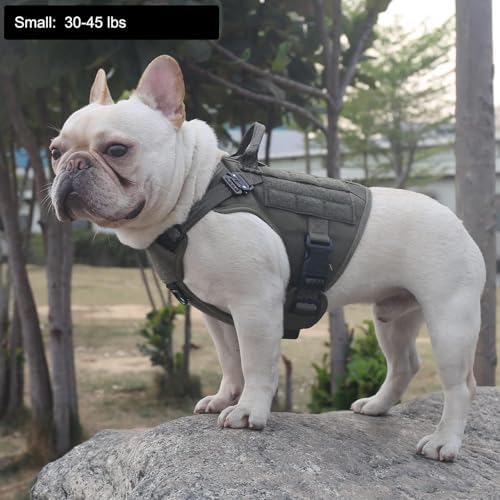 ICEFANG Tactical Dog Harness for Small Dogs,Reflective No Pull Dog Vest