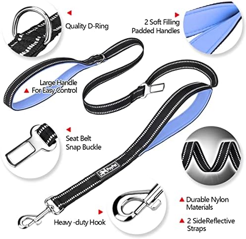 PoyPet 5 Feet Dog Leash with 2 Cushioned Handles (Light Blue)