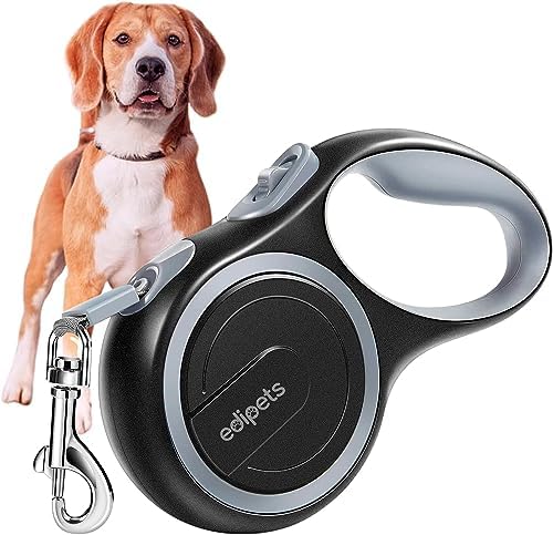 Retractable Extendable Dog Leash, 3, 5 and 8 Metres, Flexible Tape for Training and Walking, with Lock and Brake, Design and Comfortable Grip (5 Metres Over 20 kg, Grey)