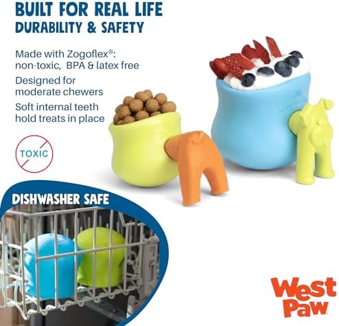 West Paw Zogoflex Toppl Interactive Treat Dispensing Puzzle Dog Toy for Mental Stimulation & Enrichment-Holds Kibble & Treats-Lickable, Freezable & Dishwasher Safe-Made in USA-Small-Granny Smith Green