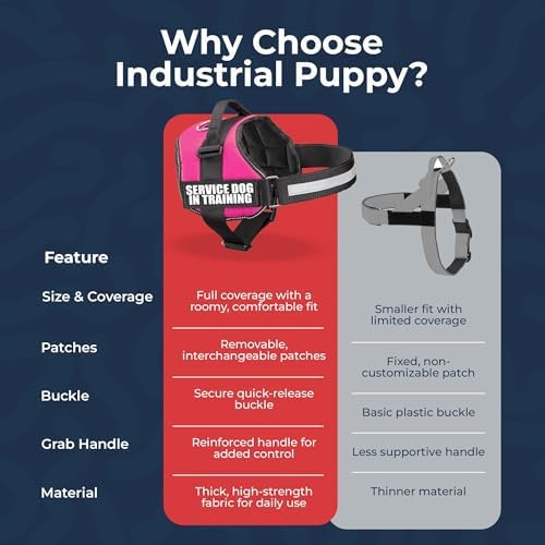 Industrial Puppy Service Dog in Training Vest Harness, XS 16.5-21.5 in Pink
