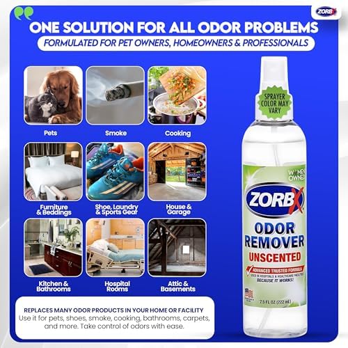 ZORBX Unscented Odor Remover 7.5 Oz 4-Pack, Multi-Room, Hospital-Grade