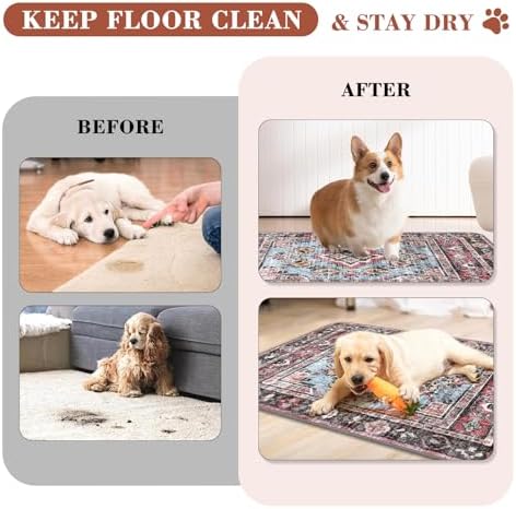 Washable Pee Pads for Dogs, 2 Pack Reusable Puppy Pads Absorbent Training Pads for Dogs Waterproof Dog Mat Non-Slip Whelping Pet Mat (Pink, 24“×18”-2Pack)