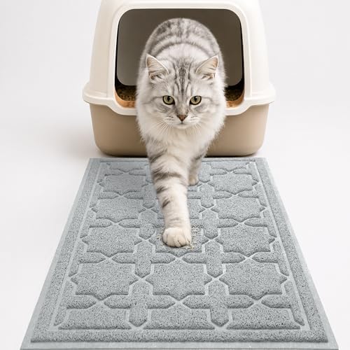 Yimobra Cat Litter Mat, Waterproof Litter Trap Mat, 35.4x23.6, Grey