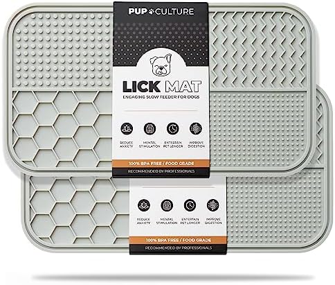 Pup Culture Dog Lick Mat for Dogs (2 Pack), Feeding Pad for Anxious Pets Plus 4 Different Puzzles for Mental Stimulation for Dogs - Supports Mental, Dental, and Digestive Health - Heavy Duty